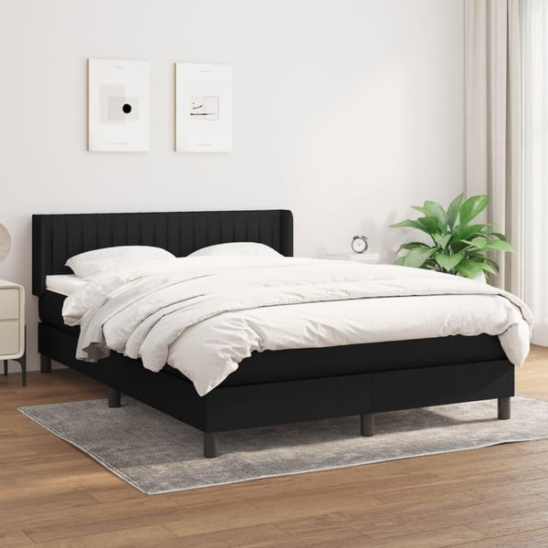 vidaXL kontinentalseng med madras 140x200 cm stof sort