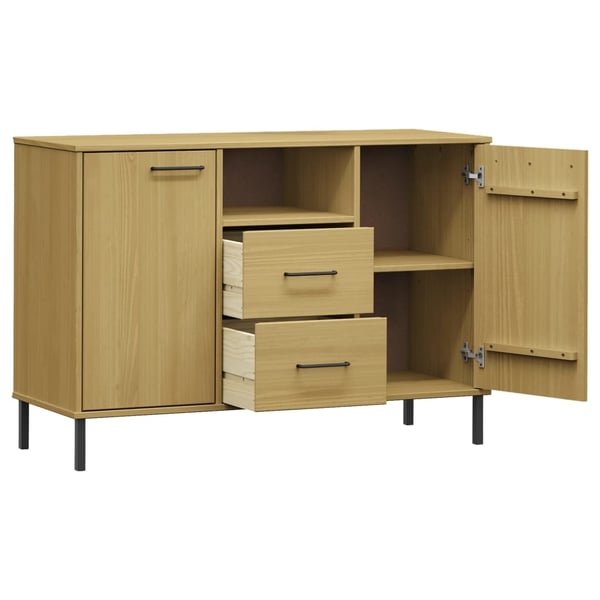 vidaXL Skjenk med metallben brun 113x40x77 cm heltre OSLO