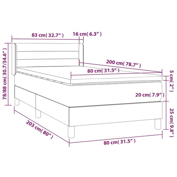 vidaXL kontinentalseng med madras 80x200 cm stof sort