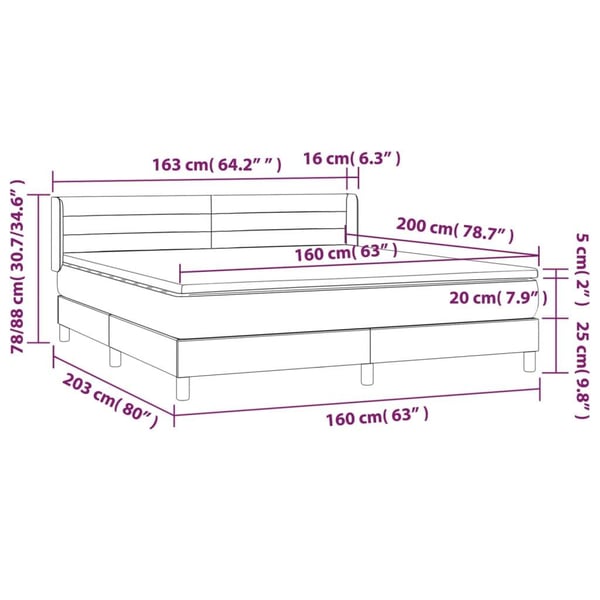 vidaXL kontinentalseng med madras 160x200 cm stof blå