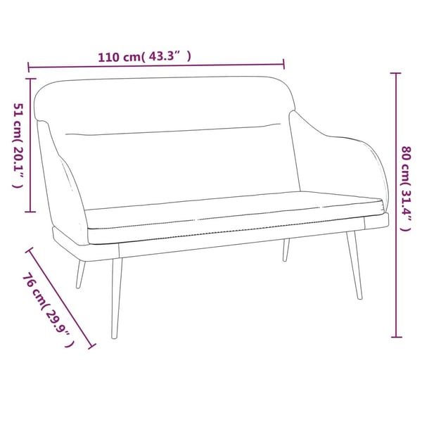 vidaXL bænk 110x76x80 cm velour blå