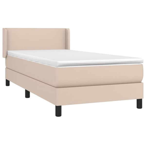 vidaXL Ramsäng med bäddmadrass cappuccino 100x200 cm konstläder