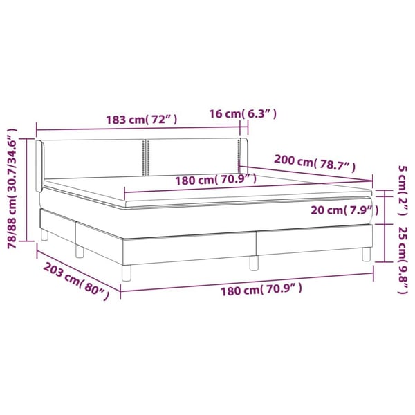 vidaXL kontinentalseng med madras 180x200 cm kunstlæder grå
