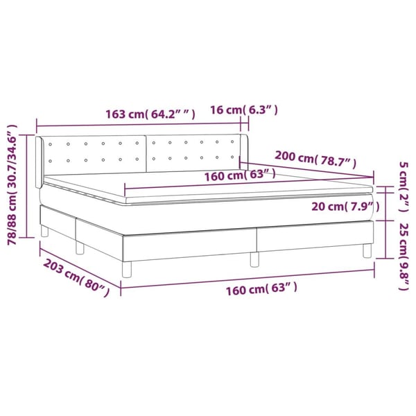vidaXL kontinentalseng 160x200 cm kunstlæder cremefarvet