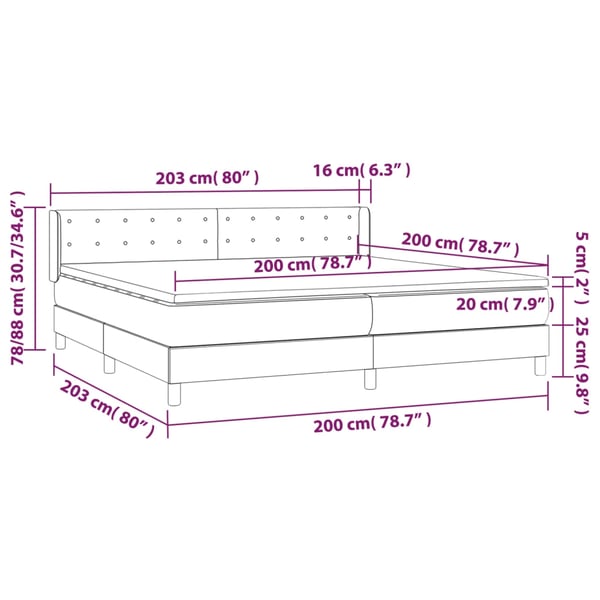 vidaXL kontinentalseng med madras 200x200 cm fløjl mørkegrå
