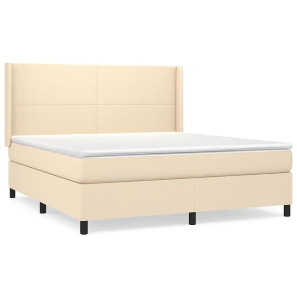 vidaXL kontinentalseng med madras 160x200 cm stof cremefarvet