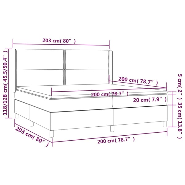 vidaXL kontinentalseng med madras 200x200 cm stof sort