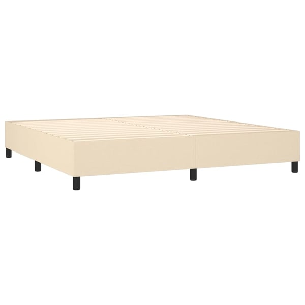 vidaXL Ramsäng med madrass gräddvit 200x200 cm tyg