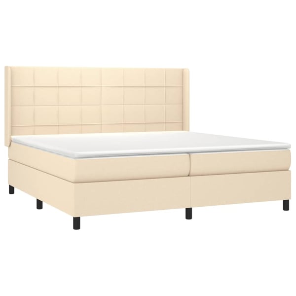 vidaXL Ramsäng med madrass gräddvit 200x200 cm tyg