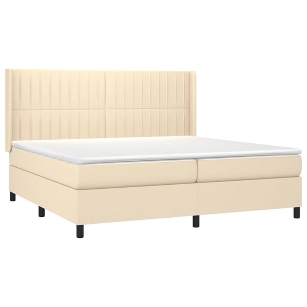 vidaXL kontinentalseng med madras 200x200 cm stof cremefarvet