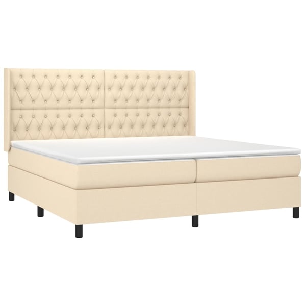 vidaXL kontinentalseng med madras 200x200 cm stof cremefarvet