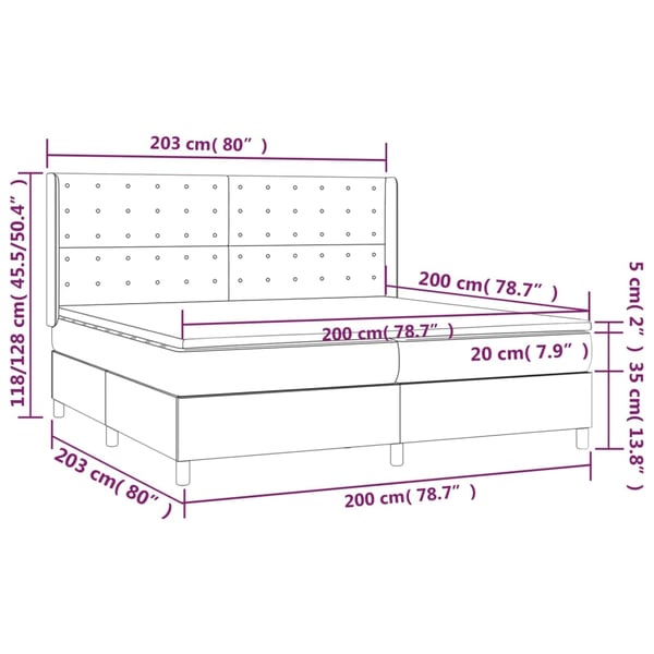 vidaXL kontinentalseng med madras 200x200 cm stof cremefarvet
