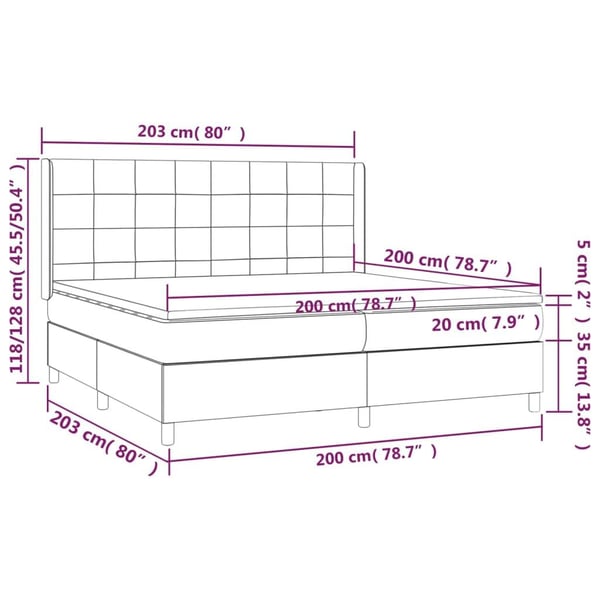 vidaXL kontinentalseng med madras 200x200 cm stof cremefarvet