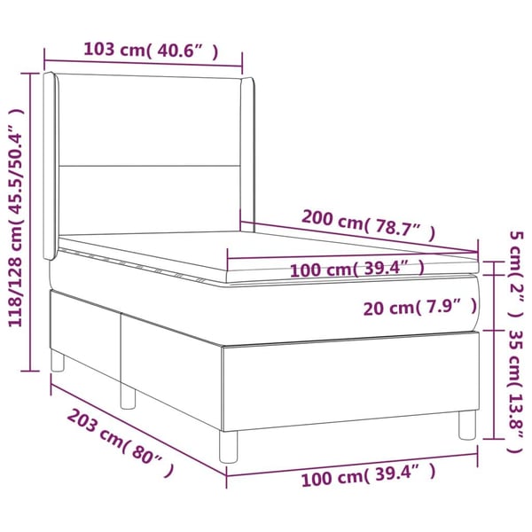 vidaXL kontinentalseng med madras 100x200 cm fløjl sort