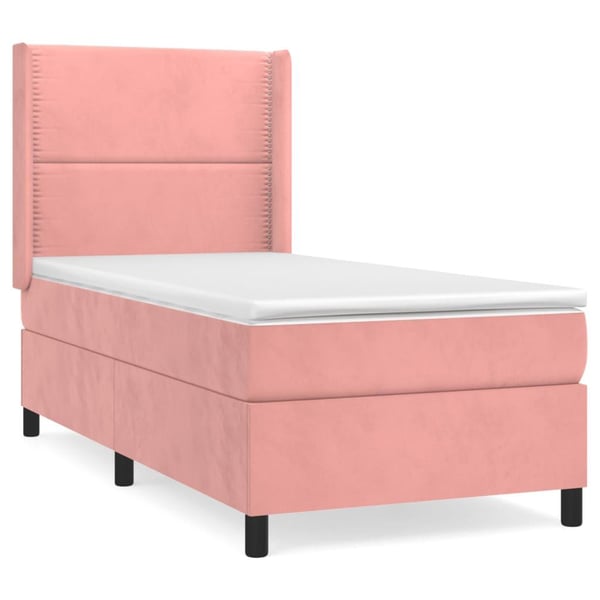 vidaXL kontinentalseng med madras 90x190 cm fløjl pink