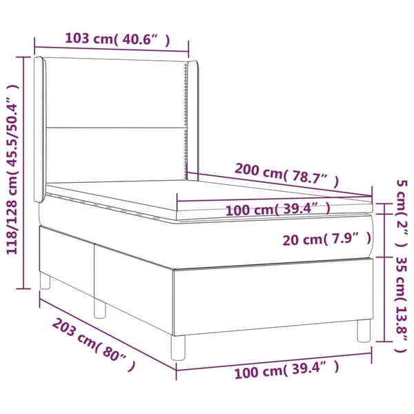 vidaXL kontinentalseng med madras 100x200 cm fløjl sort