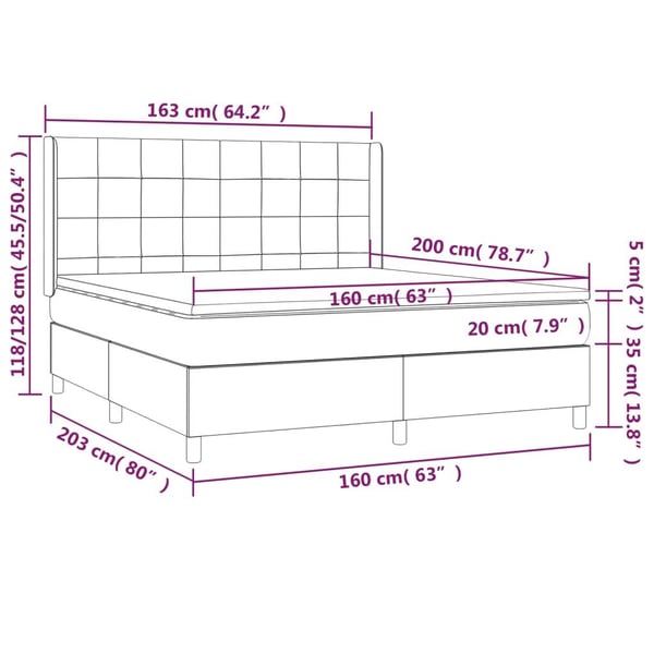 vidaXL kontinentalseng med madras 160x200 cm fløjl sort