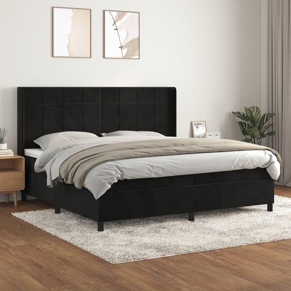 vidaXL kontinentalseng med madras 200x200 cm fløjl sort