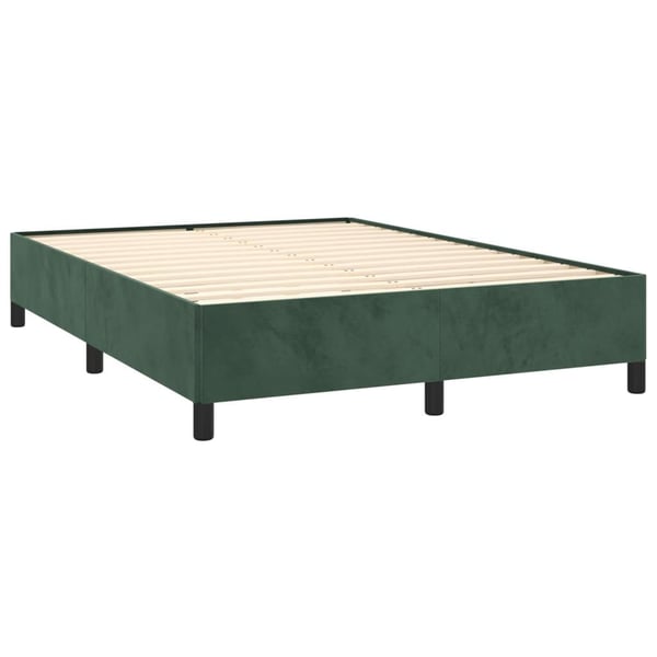 vidaXL Ramsäng med madrass mörkgrön 140x190 cm sammet