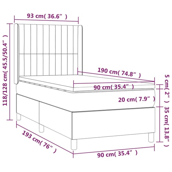vidaXL kontinentalseng med madras 90x190 cm fløjl pink