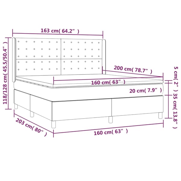 vidaXL kontinentalseng med madras 160x200 cm fløjl lysegrå