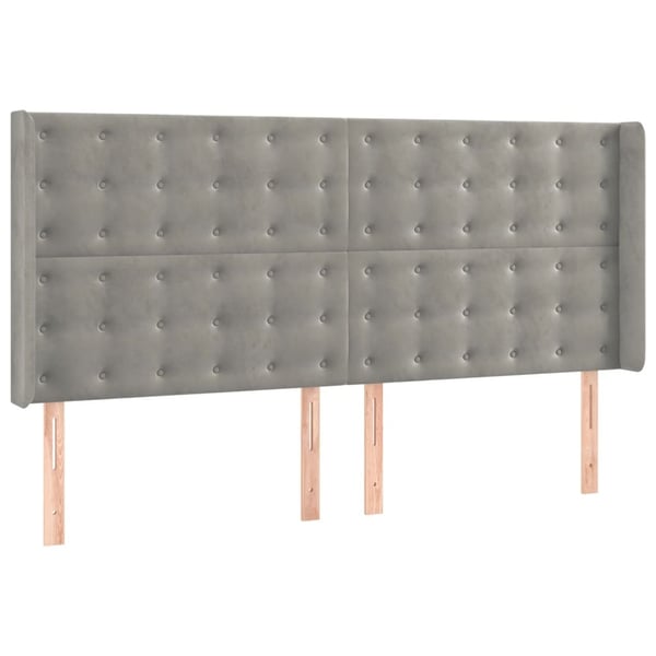 vidaXL kontinentalseng med madras 160x200 cm fløjl lysegrå