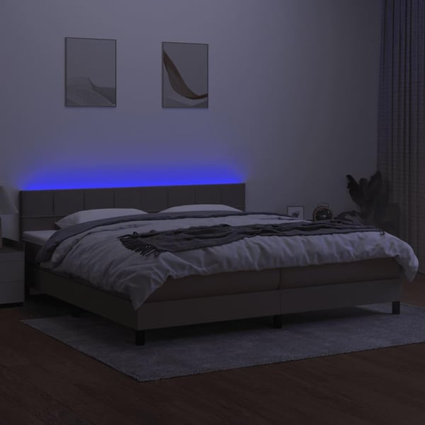 vidaXL kontinentalseng med LED-lys 200x200 cm stof gråbrun