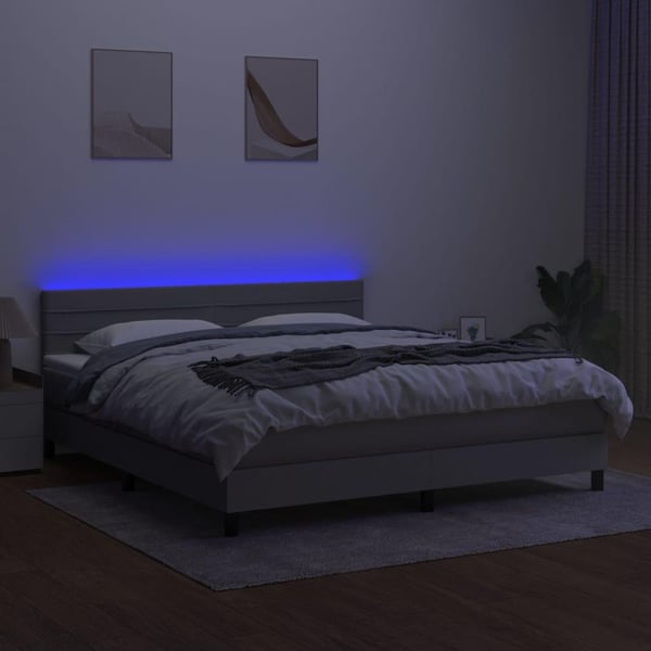 vidaXL kontinentalseng med LED-lys 180x200 cm stof lysegrå