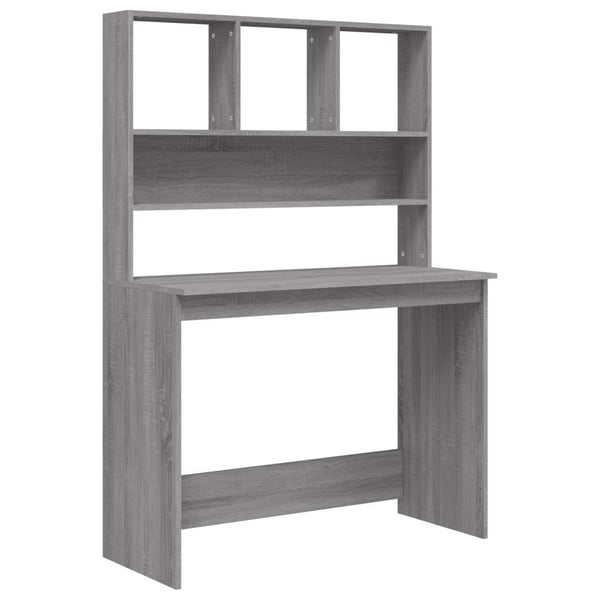vidaXL Skrivebord med hyller grå sonoma 102x45x148 cm konstruert tre