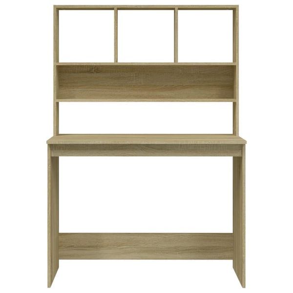 vidaXL Skrivebord med hyller sonoma eik 102x45x148 cm konstruert tre