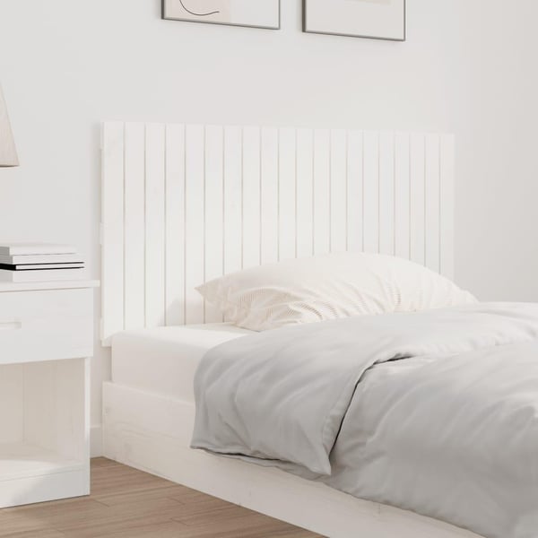 vidaXL sengegavl 127,5x3x60 cm massivt fyrretræ hvid