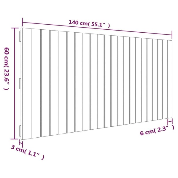 vidaXL Veggmontert hodegavl 140x3x60 cm heltre furu