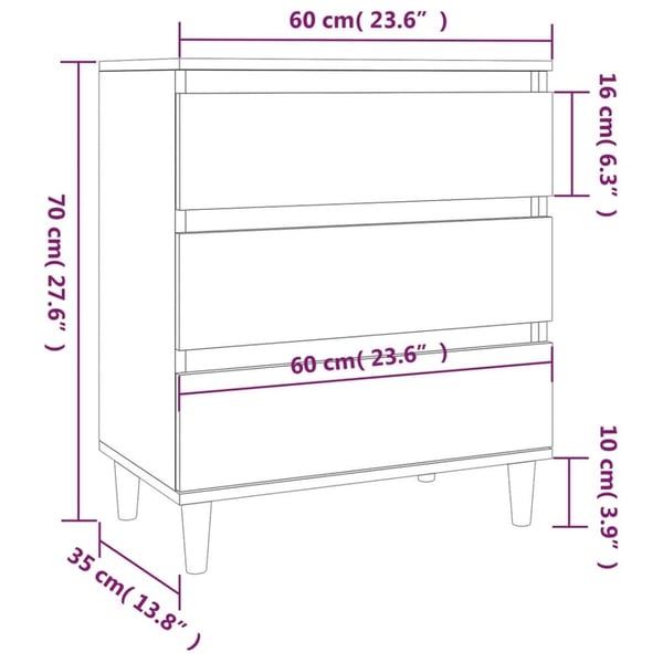 vidaXL Skjenk grå sonoma 60x35x70 cm konstruert tre
