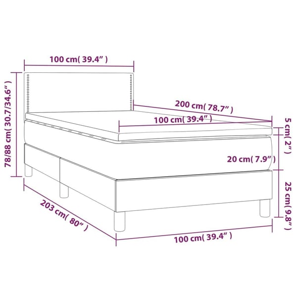 vidaXL kontinentalseng med LED-lys 100x200 cm kunstlæder hvid