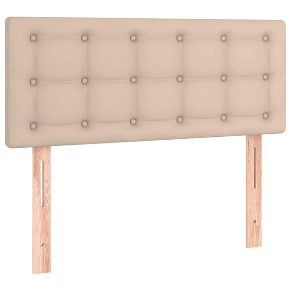 vidaXL kontinentalseng LED-lys 100x200 cm kunstlæder cappuccinofarvet