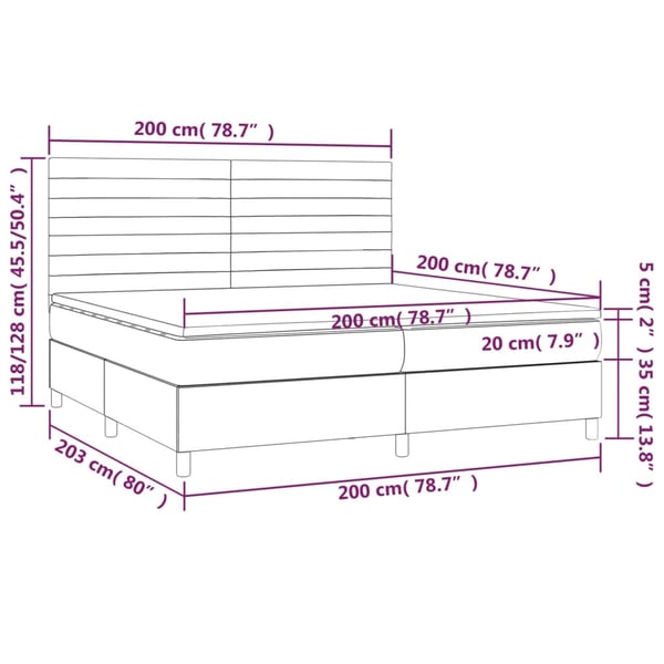 vidaXL kontinentalseng med LED-lys 200x200 cm stof sort