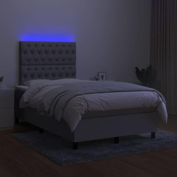 vidaXL kontinentalseng med LED-lys 120x200 cm stof lysegrå