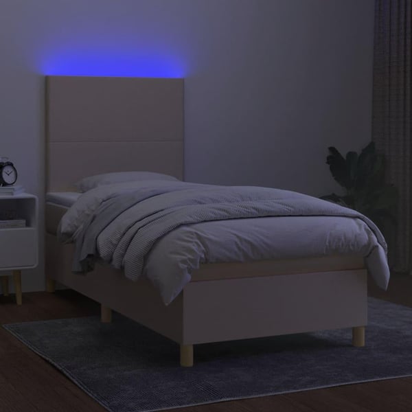 vidaXL kontinentalseng med LED-lys 80x200 cm stof cremefarvet