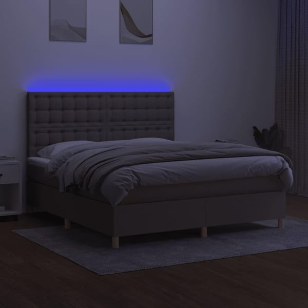 vidaXL kontinentalseng med LED-lys 160x200 cm stof gråbrun