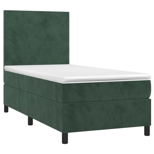 vidaXL kontinentalseng med LED-lys 80x200 cm velour mørkegrøn