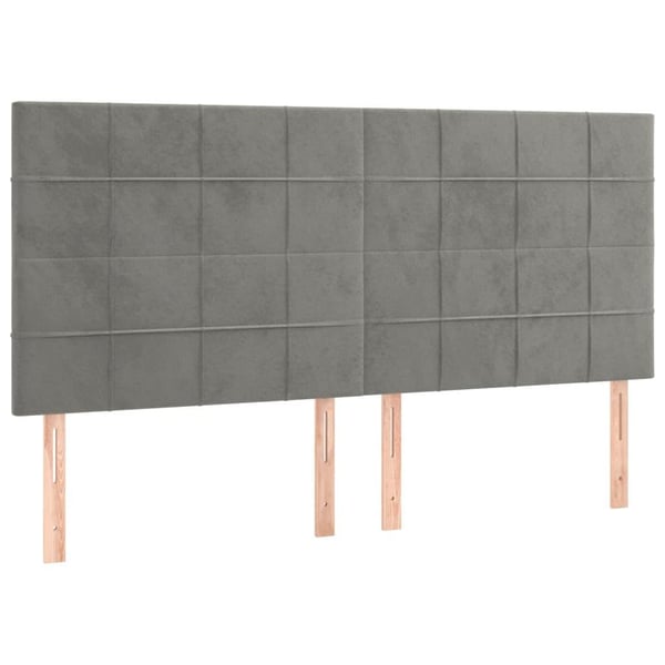 vidaXL kontinentalseng med LED-lys 200x200 cm fløjl lysegrå