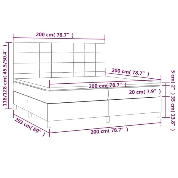vidaXL kontinentalseng med LED-lys 200x200 cm fløjl sort