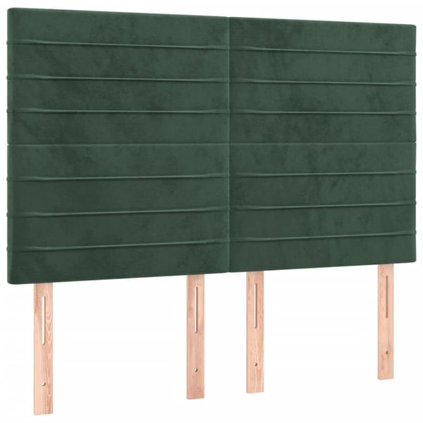 vidaXL kontinentalseng med LED-lys 140x190 cm fløjl mørkegrøn