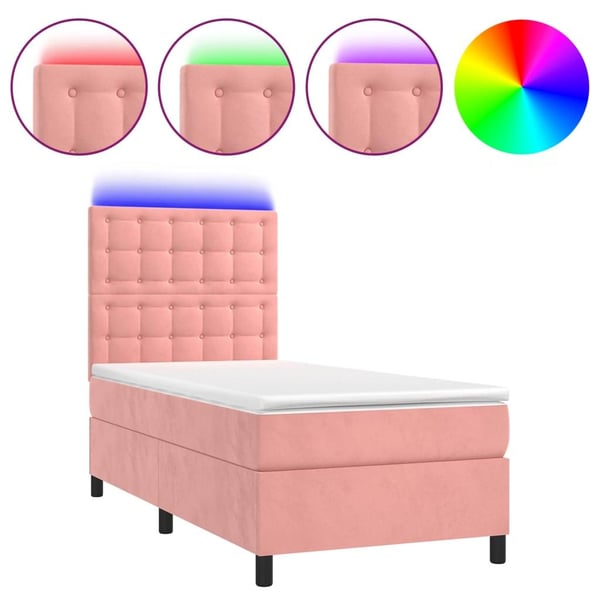 vidaXL kontinentalseng med LED-lys 80x200 cm velour pink