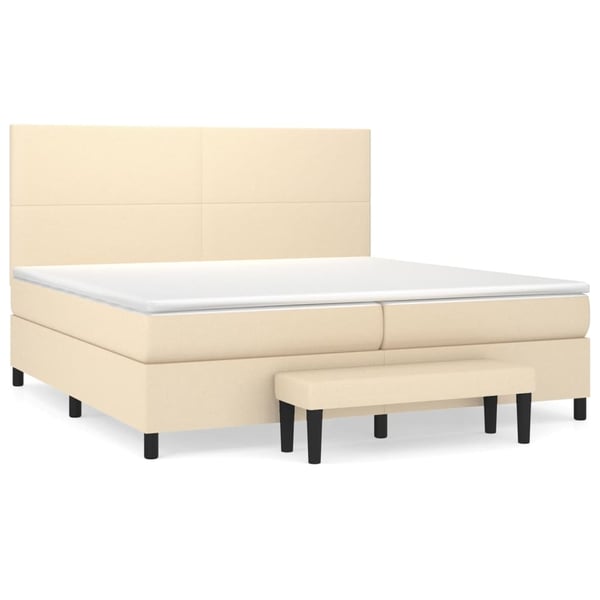 vidaXL kontinentalseng med madras 200x200 cm stof cremefarvet
