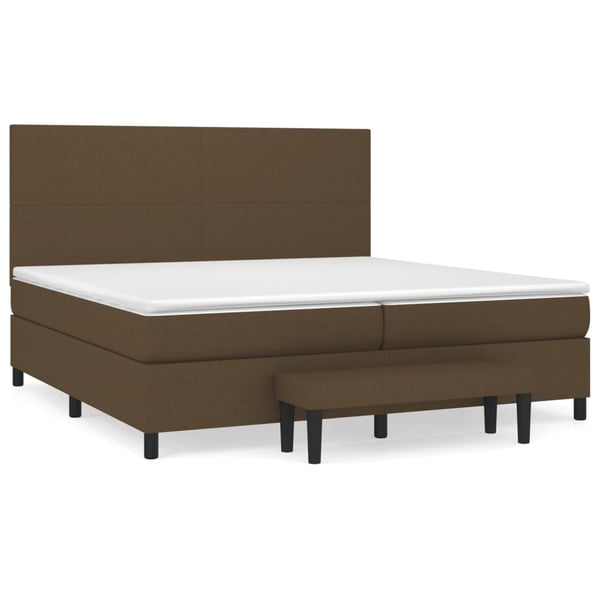 vidaXL kontinentalseng med madras 200x200 cm stof mørkebrun