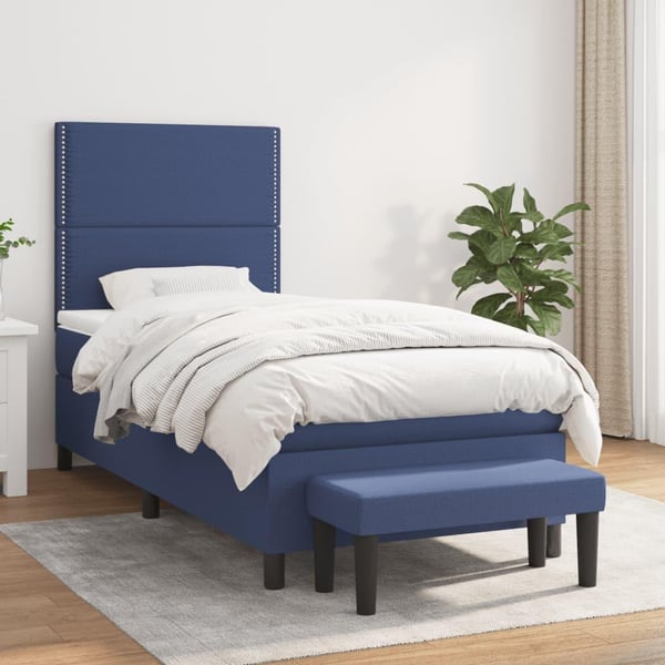 vidaXL kontinentalseng med madras 100x200 cm stof blå