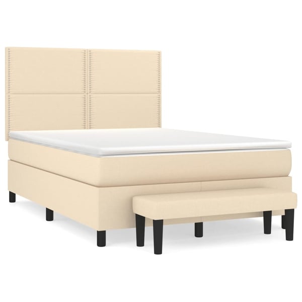vidaXL kontinentalseng med madras 140x190 cm stof cremefarvet