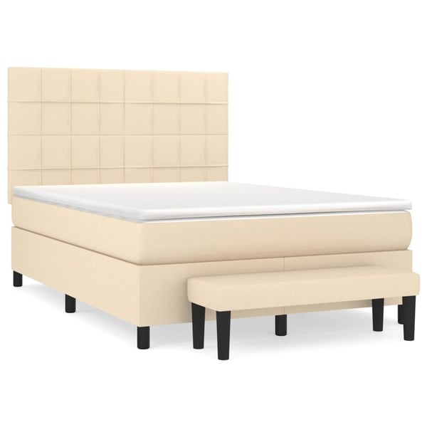 vidaXL kontinentalseng med madras 140x190 cm stof cremefarvet
