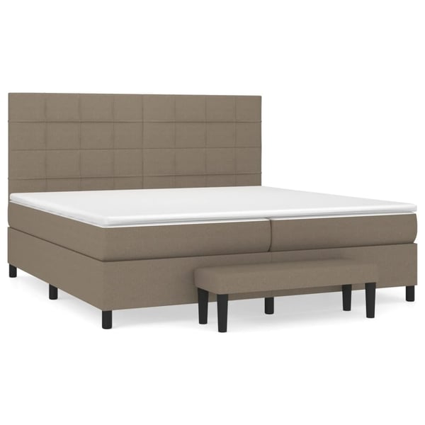 vidaXL kontinentalseng med madras 200x200 cm stof gråbrun